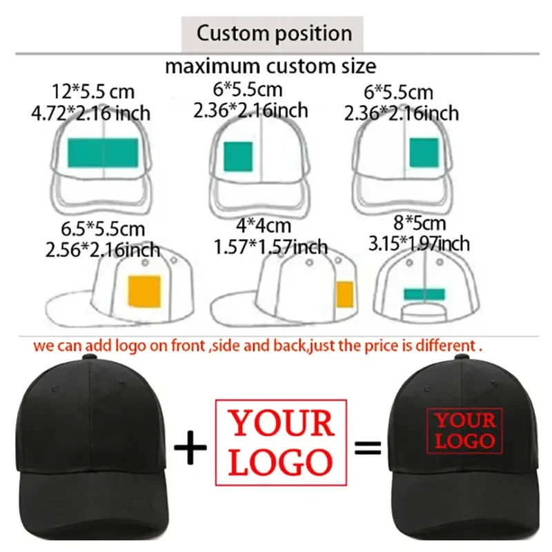 Custom Cotton Baseball Caps For Men Woman Hat Custom Logo Men\'s cap Print Text Design Trucker Copper buckleHat designer cap men