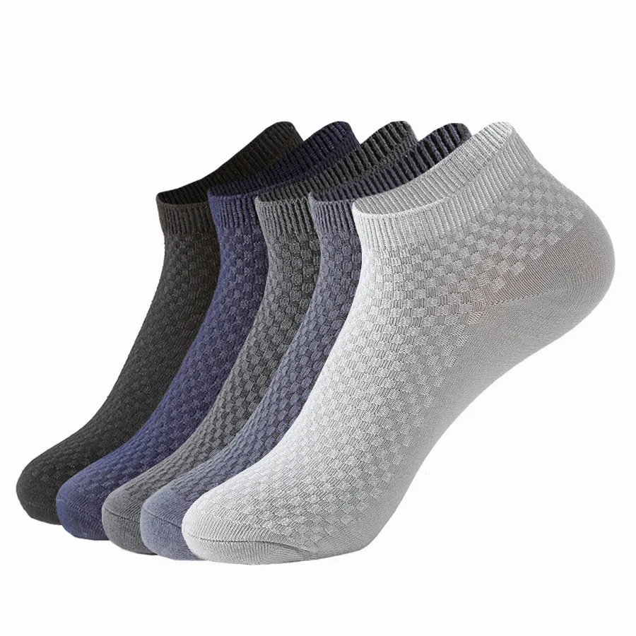 5 Paar Herren-Bootssocken aus Bambusfaser, hochwertige Crew-Knöchelsocken, lässig, Business, atmungsaktiv, weich, Kompressionssocken, niedrig geschnitten, für Männer – Detail 1