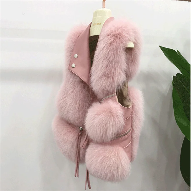 여성 조끼 짧은 모피 코트 슬림 패션 가을 겨울 모조 여우 모피 조끼 자켓 2025 Splicing 민소매 양복 조끼 여성