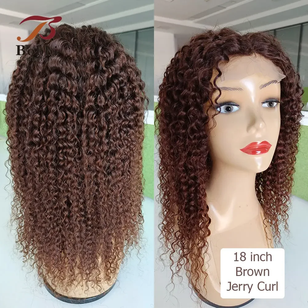 Brown Human Hair Wigs Lace Front Wig Jerry Curly 4x4 Transparent Lace Wig for Women 13x4 Lace Frontal WigBobbi image 5