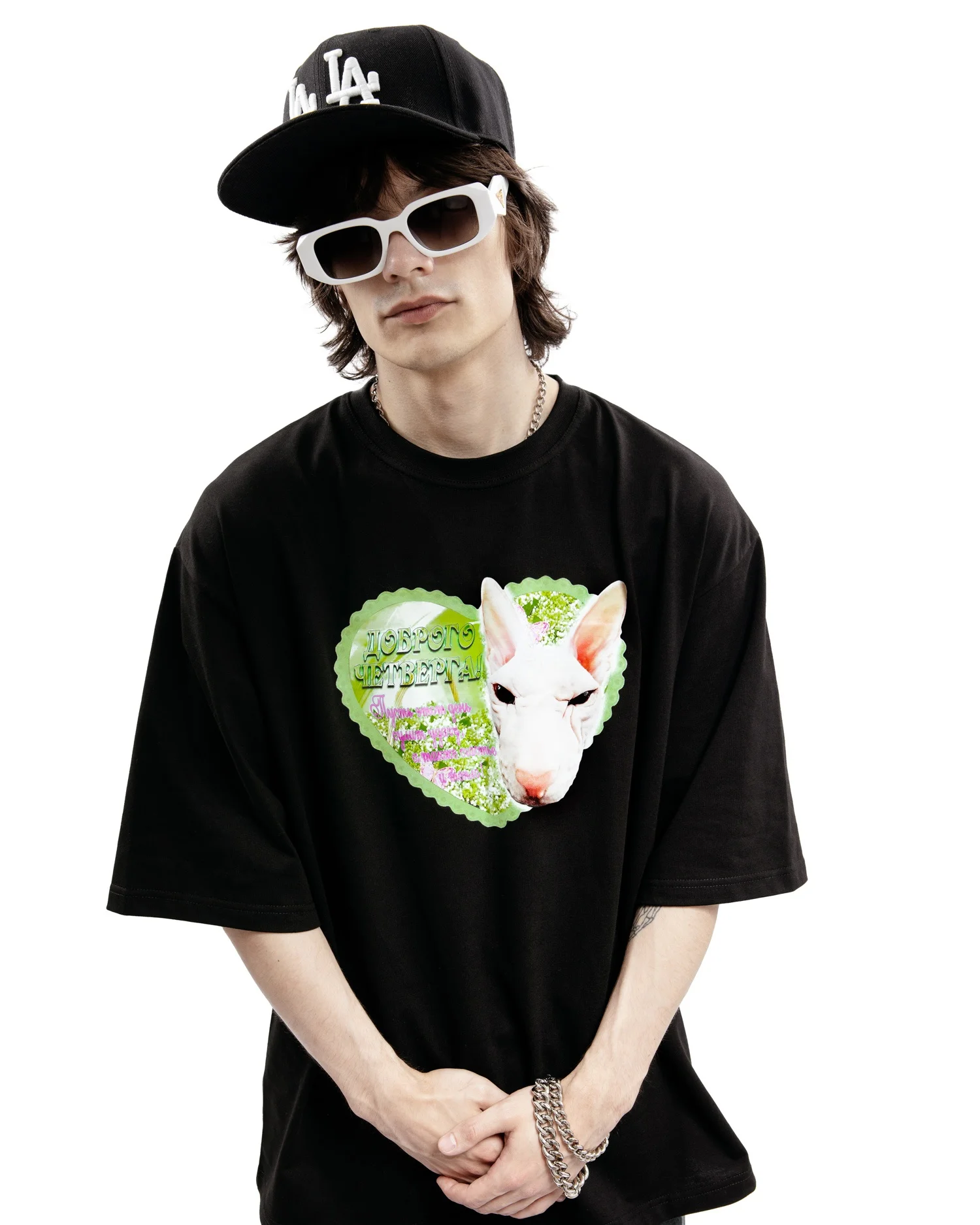 Harajuku Streetwear Men's Clothing Cotton Cat Graphic Print Korean Fashion Goth Hip Hop Short Sleeve Top Tee Oversize Tshirt Y2k