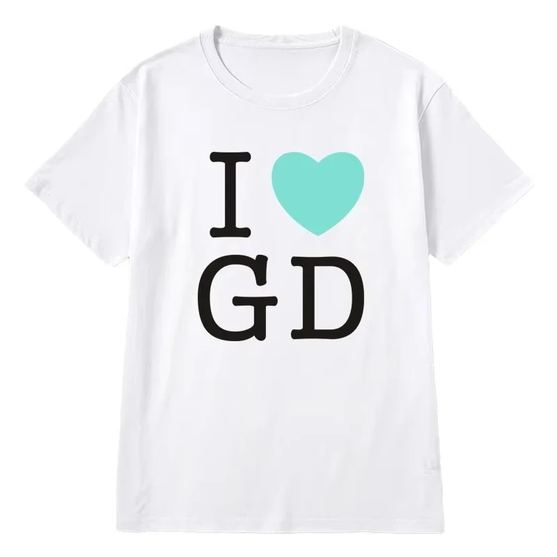 Camiseta de manga corta de estrella coreana G Dragon, camisa interior, Top de verano, corazón de concierto de Seúl, GD I LOVE, camisetas conmemorativas de moda