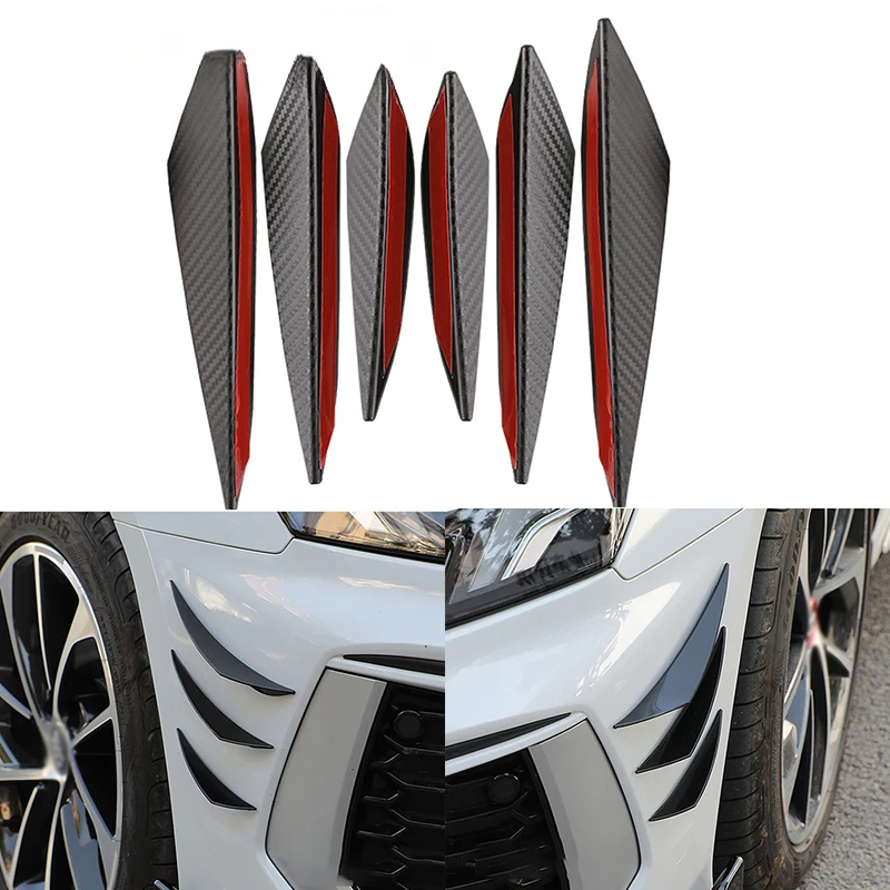 

KMIND 6pcs/Set Universal Front Bumper Lip Diffuser Splitter Fins Body Spoiler Car Tuning Canards Valence Chin Car Decoration