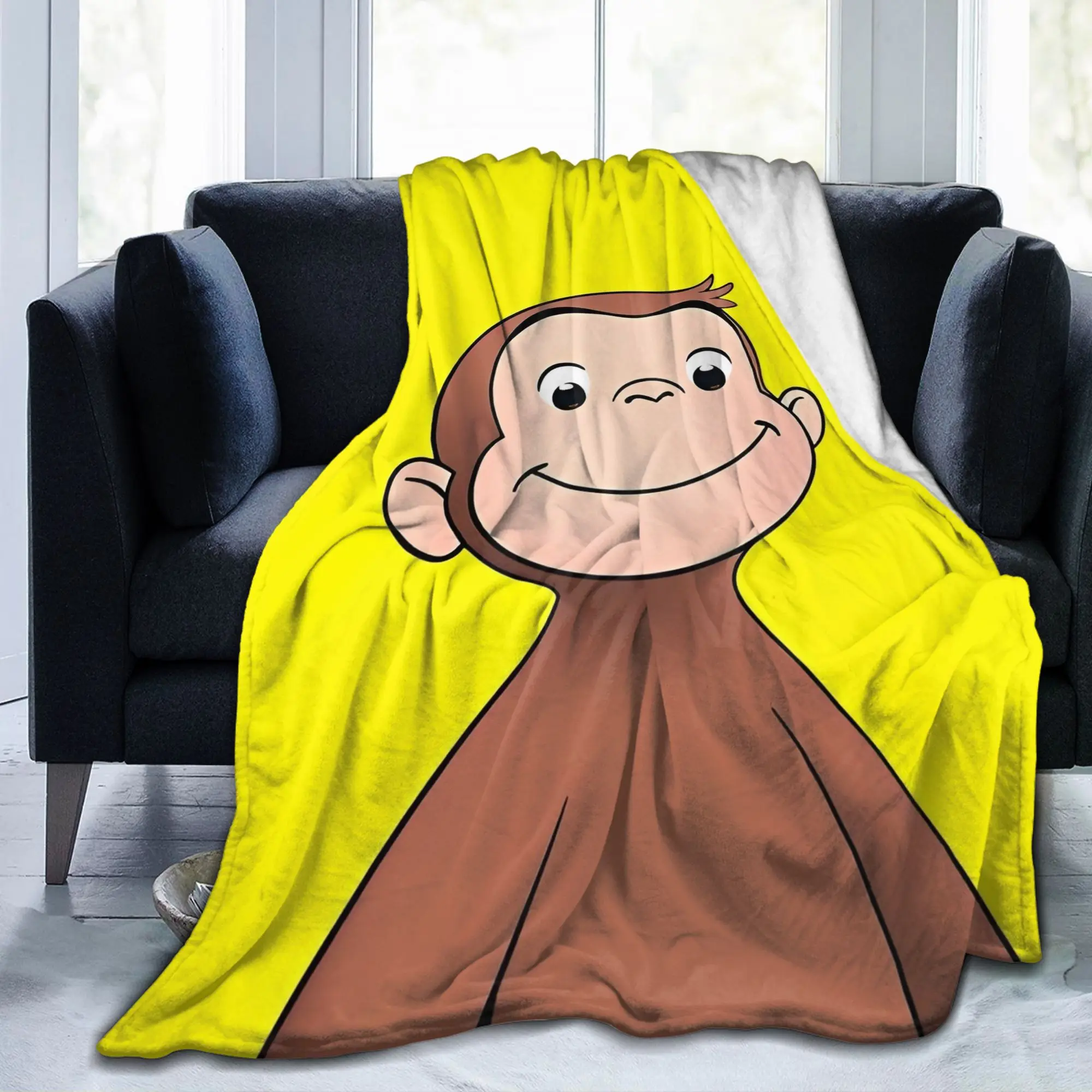 Curious Monkey Georges Cartoon Velvet Throw Blankets TV Series for Bedding Knitted Blanket Office Warm Portable Quilt