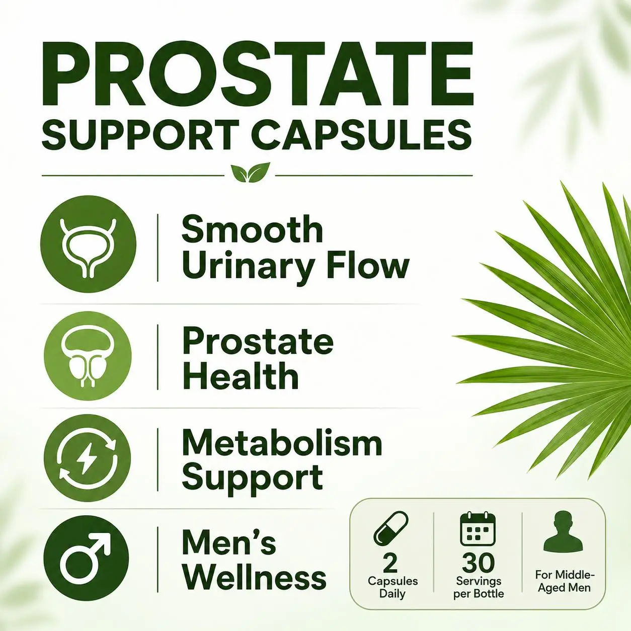 Docteat Prostate Support Capsules with Saw Palmetto Extract, Zinc and Vitamin B6, Promotes Smooth Urinary Function, 60 Capsules
