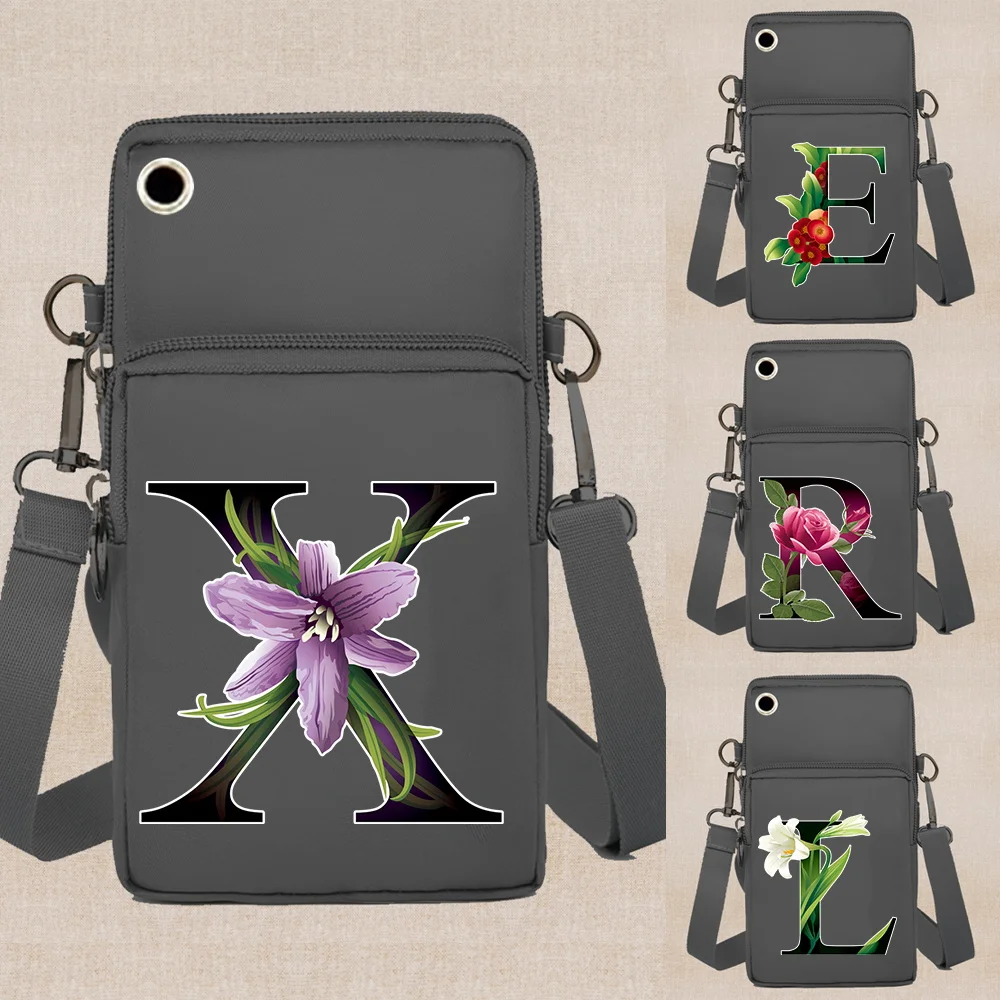 Mobile Phone Bag Arm Pack for Apple/Huawei/Samsung Cell Phone Packet Women Wallets Card Holder Shoulder Bags Flower Color Print