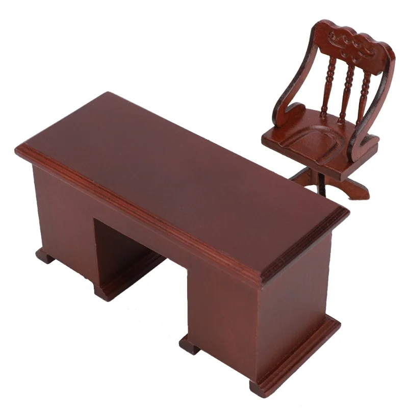 1:12 أثاث صغير نموذج كرسي مكتب خشبي دراسة الأطفال الديكور بيت الدمية اكسسوارات كرسي مكتب