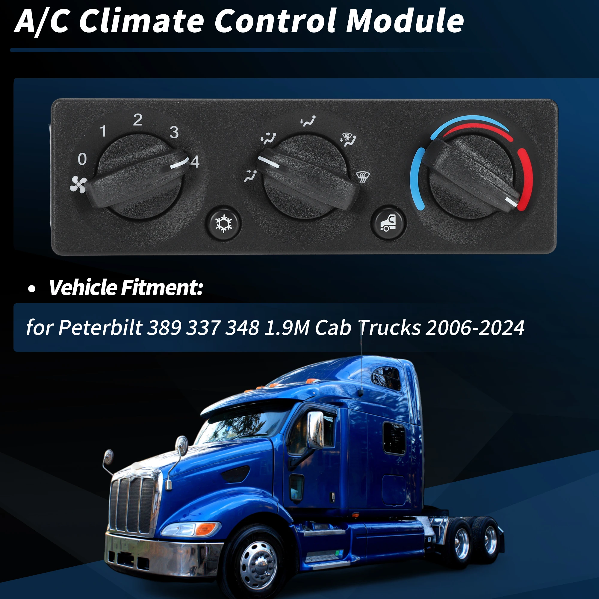 Motoforti A/C Heater Climate Control Module Panel for Peterbilt 389 337 348 Trucks 06-24