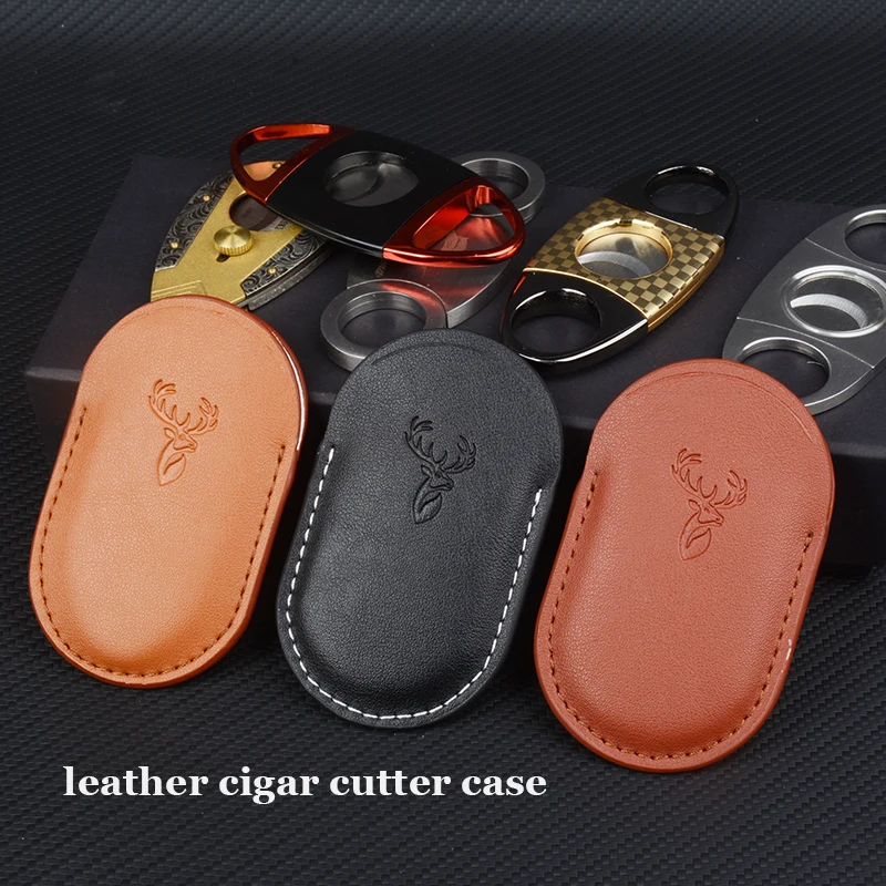 Leather Cigar Cutter Case Various Kinds Cigar Cutter Holder Fancy Cigar Accessories For Cigar Cutter Storage