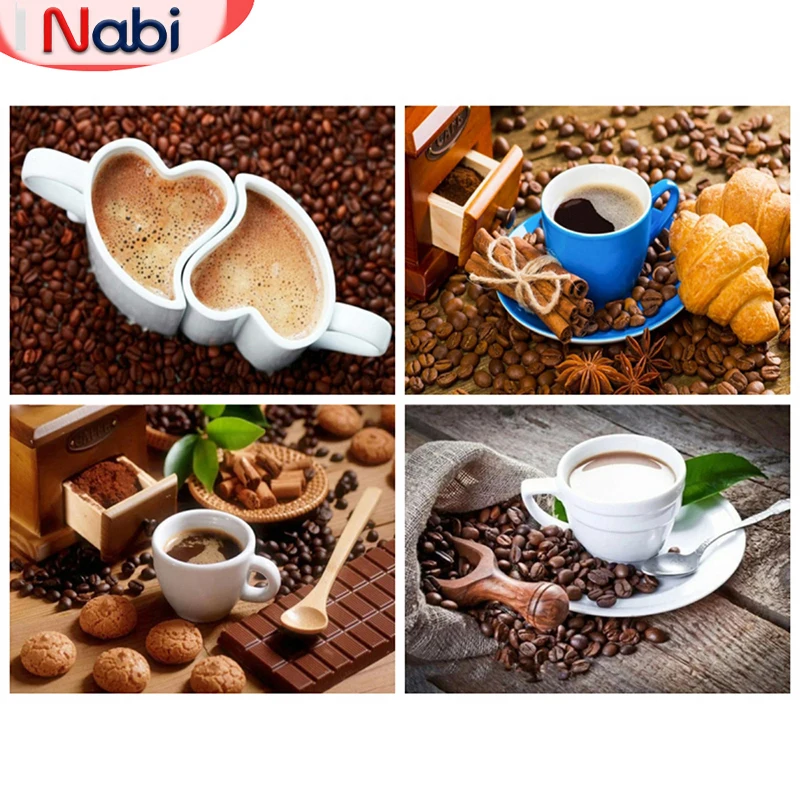 

Nabi Diy 5D Алмазная картина Кухня Алмазная вышивка Кофейная картина Акриловый набор для хлеба Пейзаж Украшение дома