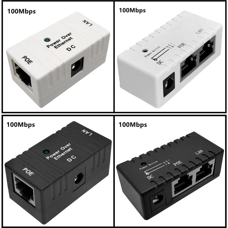 1/2 Pieces 100/1000 Mbps 5V 12V 24V 48V/1A POE Injector Power Splitter for IP Camera POE Adapter Module Accessories
