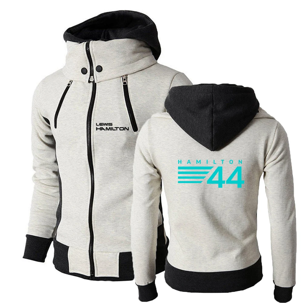 F1 Driver Lewis Hamilton Digital 44 Men's Printed Hoodie  Comfortable Spring Autumn Cotton Solid Color Double Zip Popular  Tops