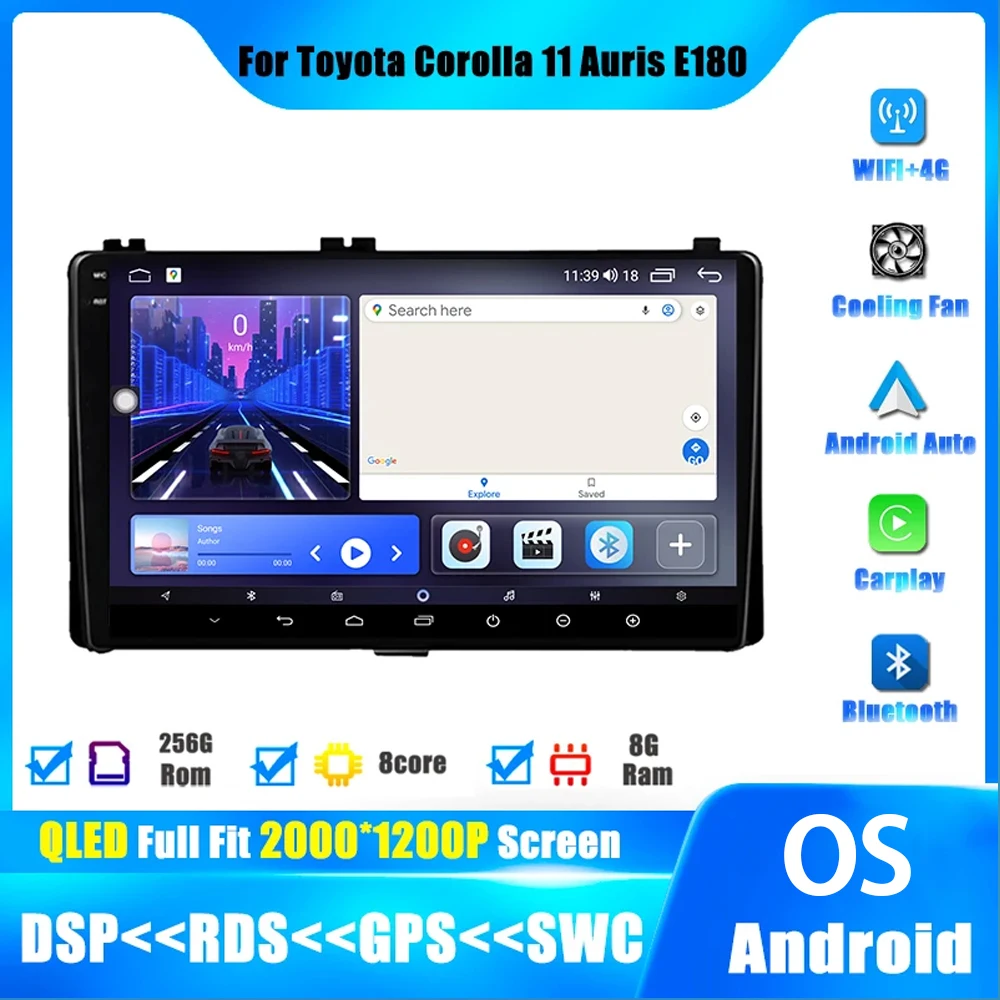 

Android 14 CarPlay Radio For Toyota Corolla 11 Auris E180 2017-2018 Auto Stereo 4G Car Multimedia Player GPS DSP IPS Head Unit