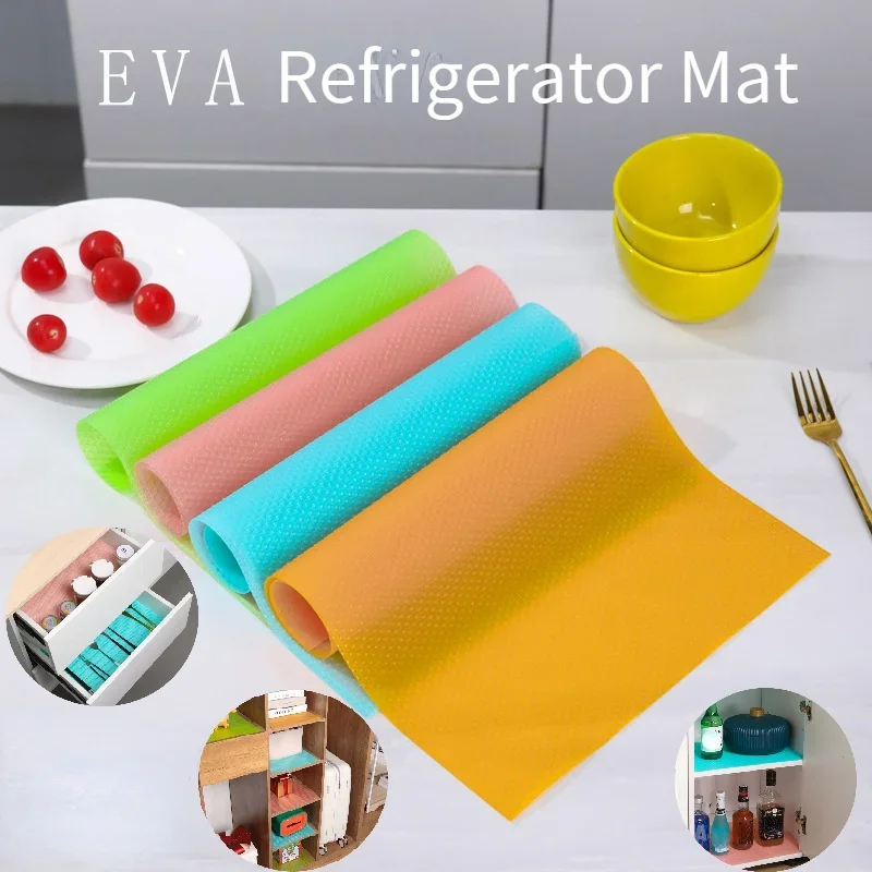 4Pcs EVA Refrigerator Mats Oil Resistant Cuttable Cabinet Drawer Mats Easy Clean Placemats Thermal Insulation Coasters