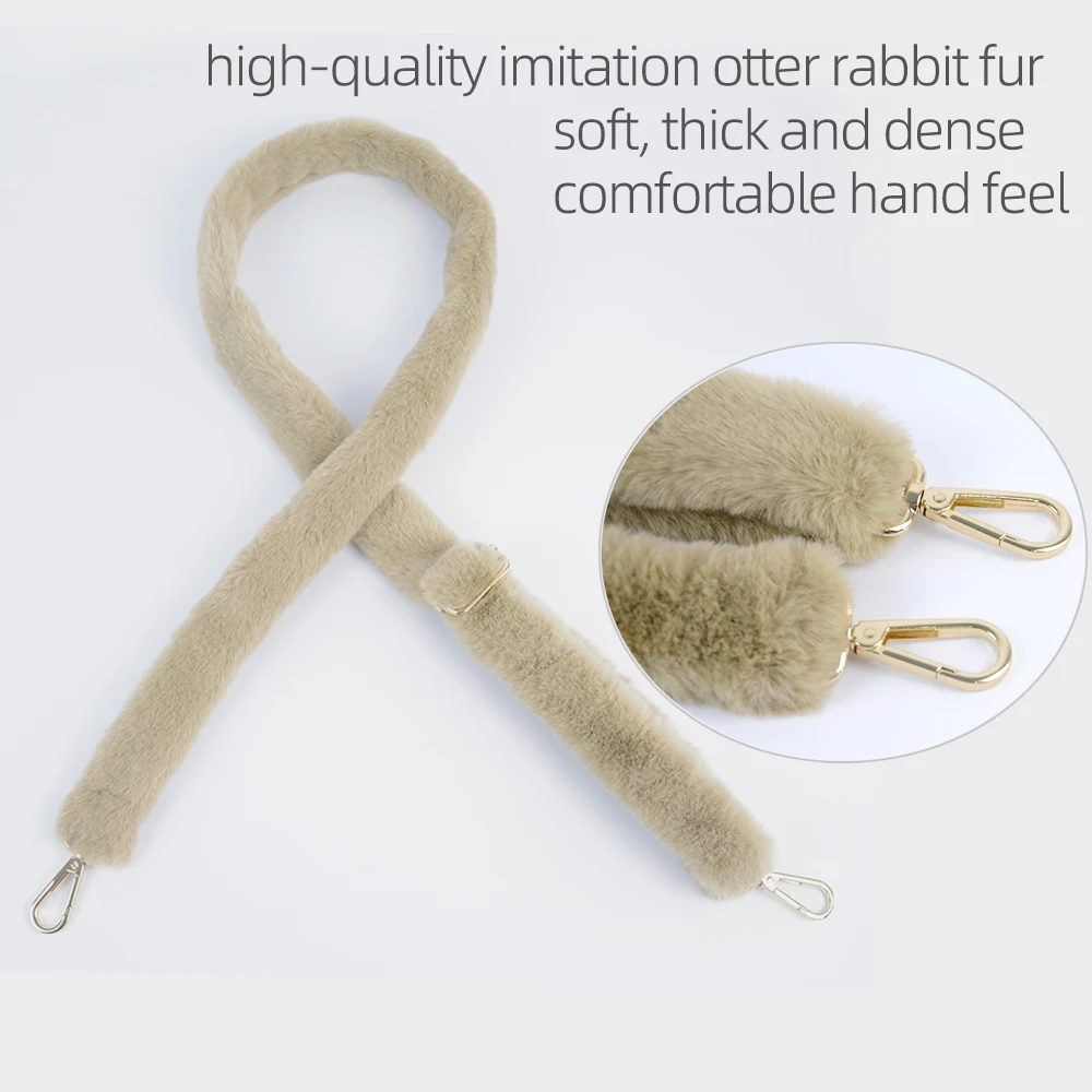 New Long length adjustable plush bag strap Replacement Faux Rabbit Fur Belt  Women Shoulder Crossbody bags straps  Accessories