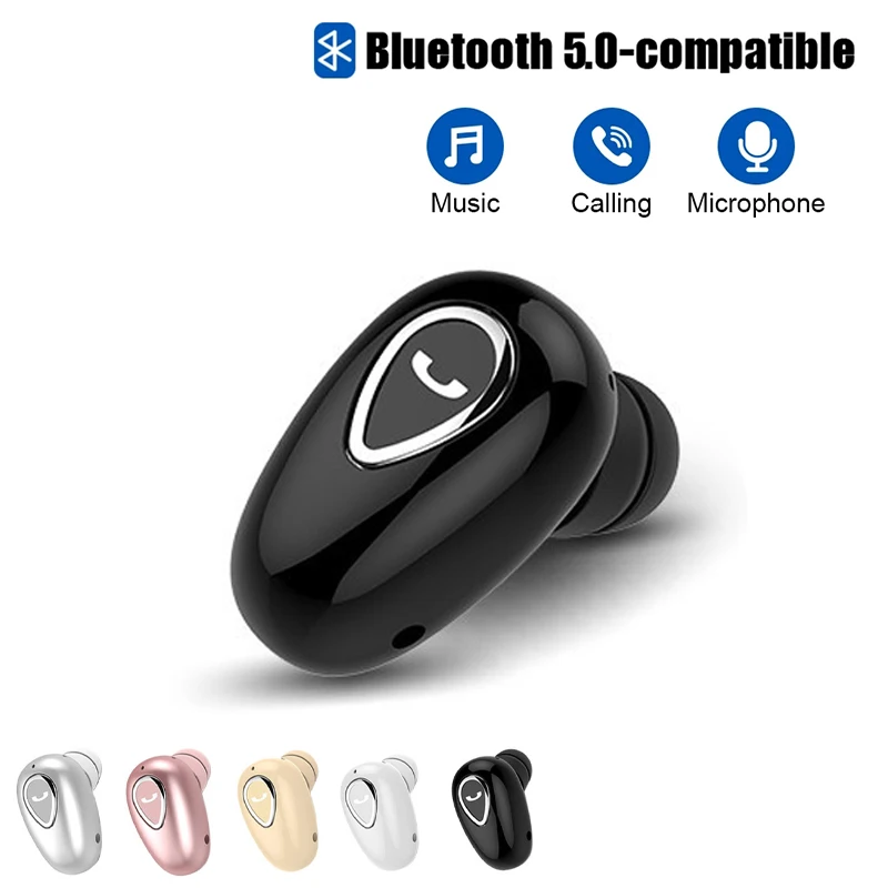 Mini Invisible Wireless Earphones Bluetooth 5.0 Headphone Handsfree In-Ear HIFI Stereo Call Headset TWS Earbud With Mic Earplugs