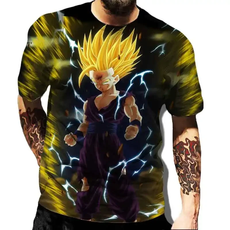 T-shirt à manches courtes Dragon Ball Anime pour hommes et enfants, t-shirt décontracté pour papa et enfant, vêtements d'été pour garçons