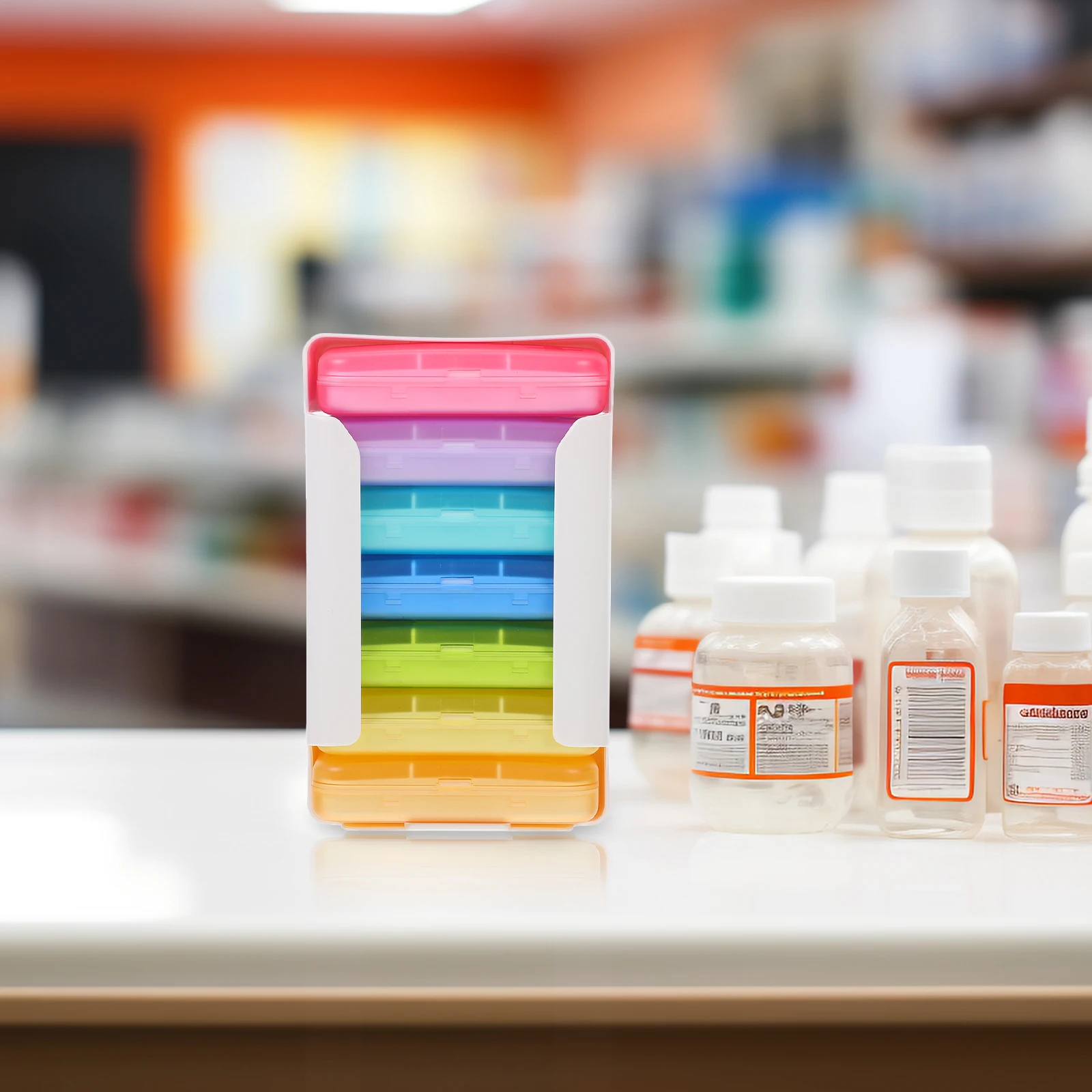 

Days Pill Box ganizer Colorful PP Material 92x65x20mm Portable Medicine Case Cute Weekly Pills Holder Storage