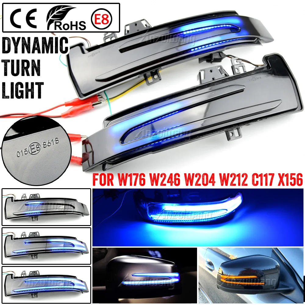 2x For Mercedes Benz A B C E S CLA GLA CLS Class W176 W246 W204 X156 Dynamic Turn Signal Rearview Mirror Indicator Blinker Light