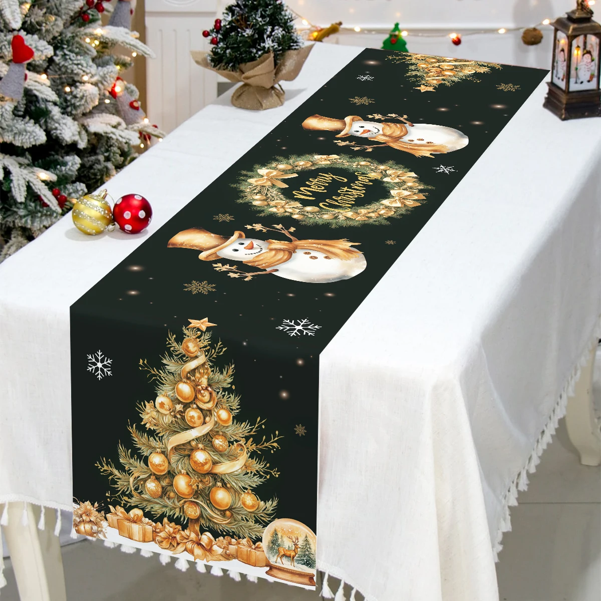 

Christmas Table Runner Christmas Party Decoration 2025 Xmas Santa Claus Snowman Table Runner Navidad Natal New Year Gift 2026