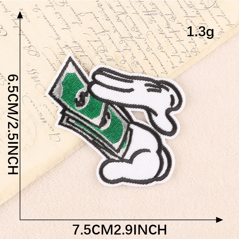 Geld Eisen auf Patches für Kleidung Designer Feuer Diy bestickt thermoadhäsive Mochila Thermal Parches Rock Nähen Jacke süße Hut – Detail 5