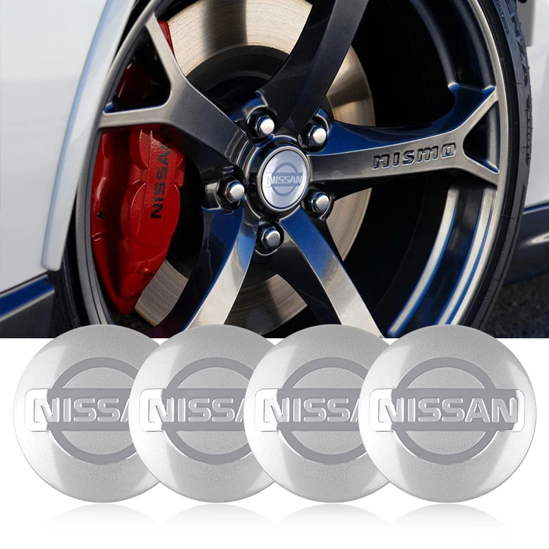 4Pcs 56/60mm Car Wheel Center Hub Cap Badge Tire Rim Covers Accessories For Nissan Qashqai J10 J11 Juke Micra X-Trail Pulsar