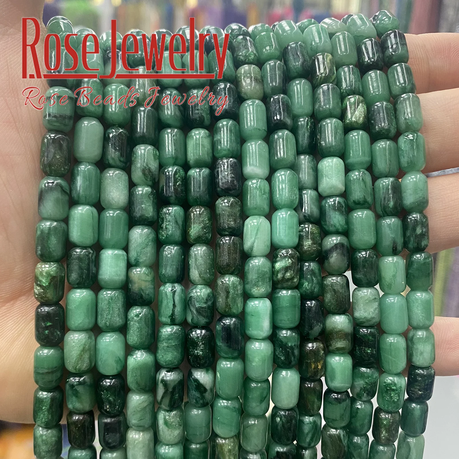 Natural Stone 6*9mm Green Emerald Crystal Cylinder Square Beads for Jewelry Making DIY Charms Bracelets Accessories