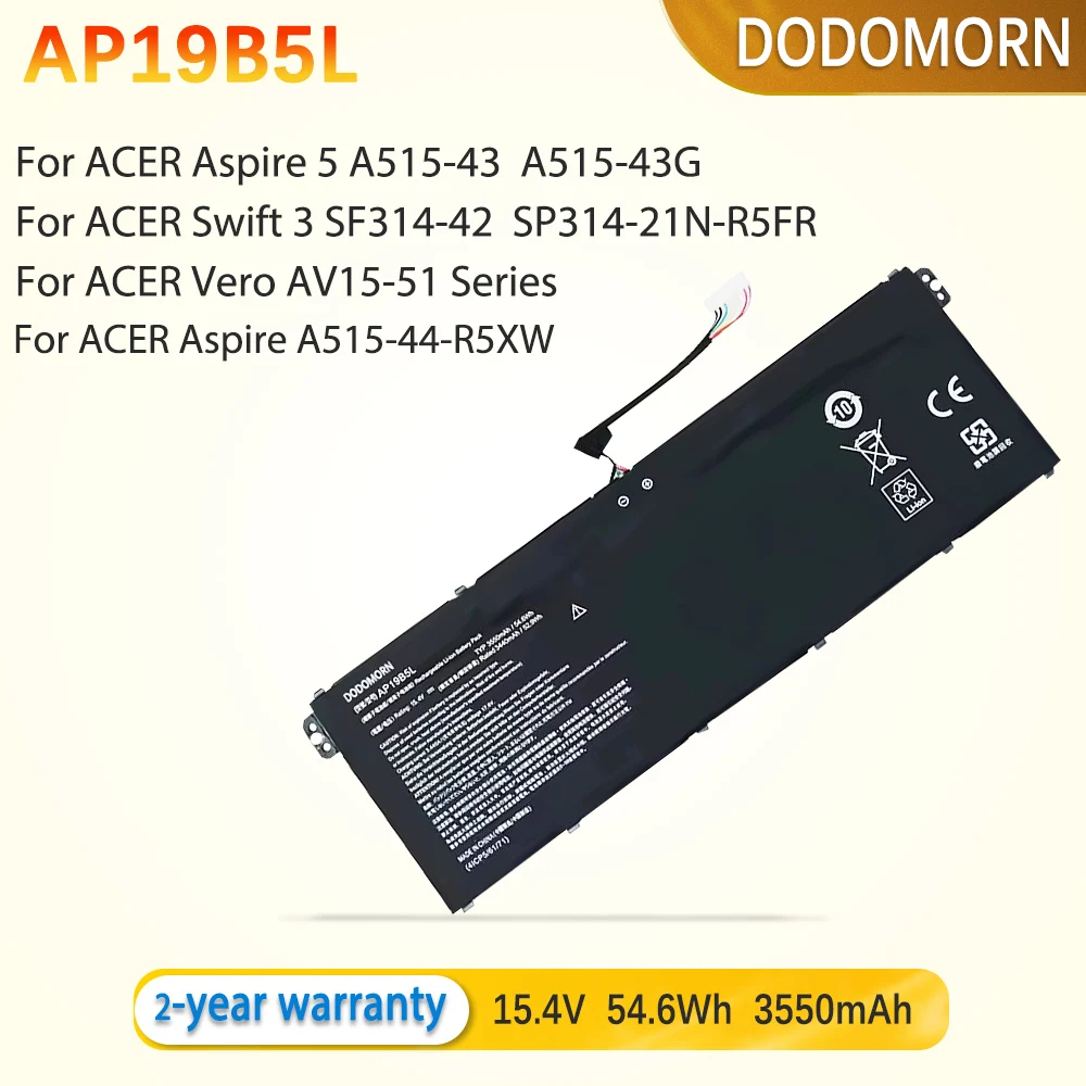 Para ACER Aspire 5 A515-43 A515-43G para ACER Swift 3 SF314-42 SP314-21N-R5FR reemplazar el modelo de batería AP19B5L baterías de alta calidad
