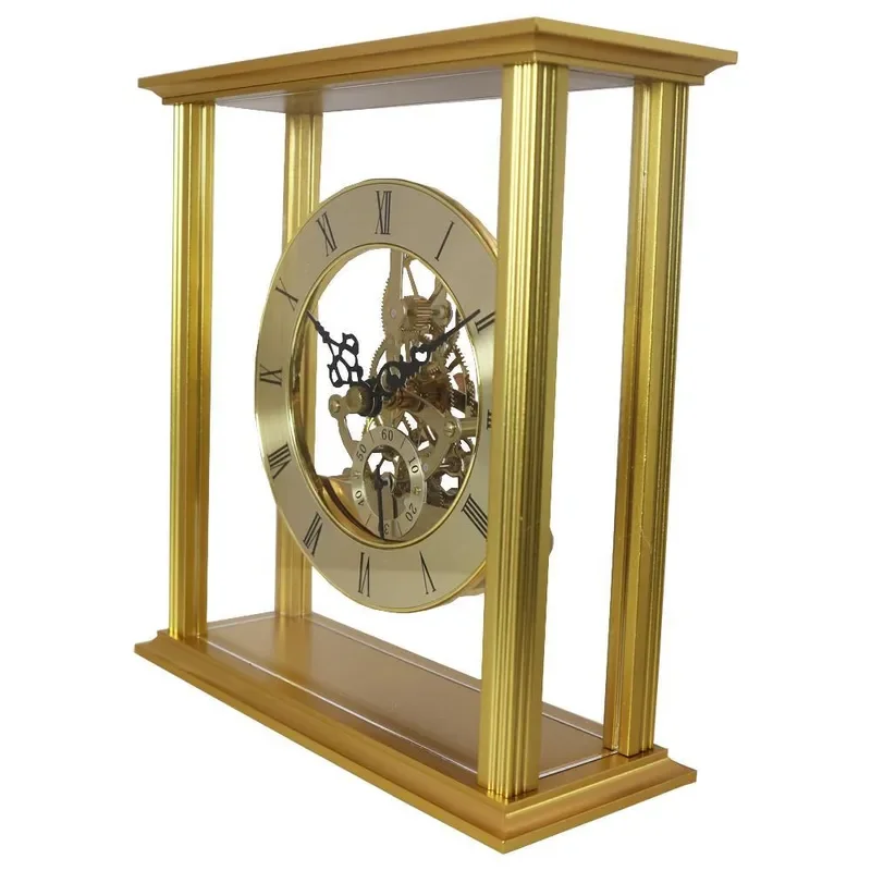 Vintage Hollow Roman Numeral Quartz Wall Clock European Style Metal Frame Light Luxury Home Decor for Living Room Bedroom