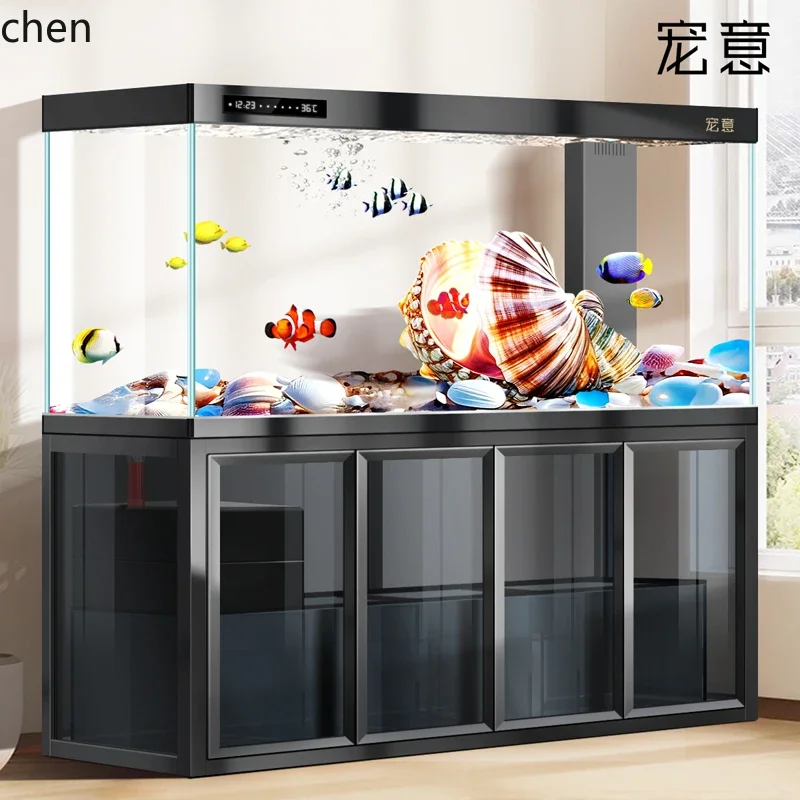 

large bottom filter dragon fish tank company living room intelligent floor against the wall screen constant temperature