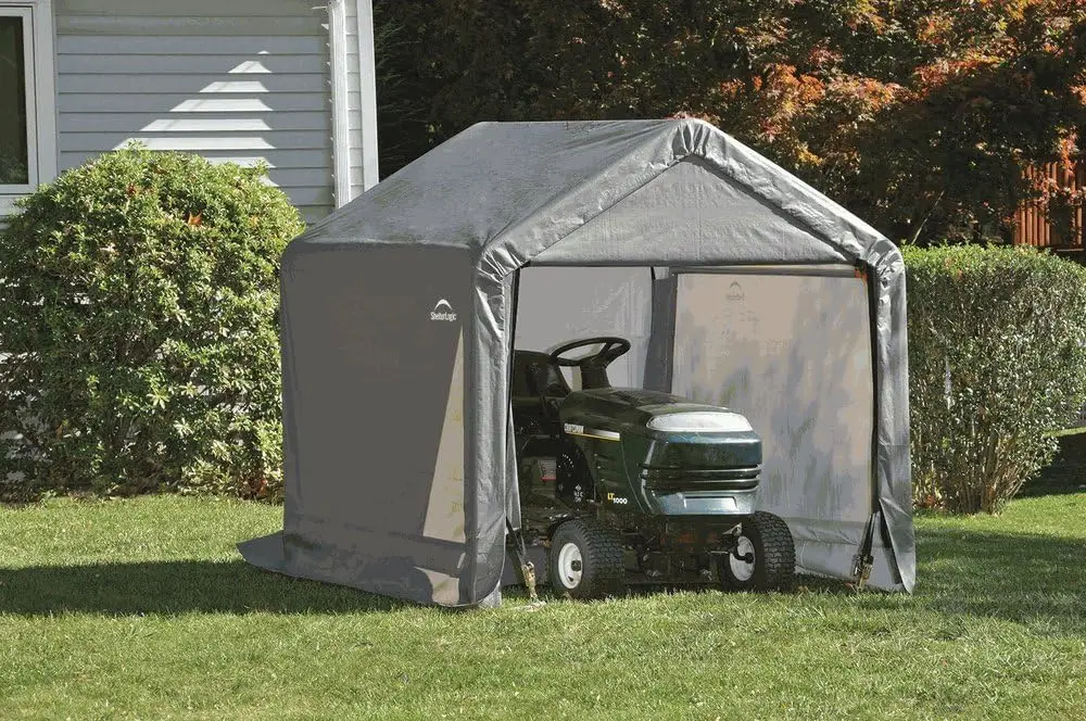 Shelterlogic 12 'X 12' Shed-In-A-Box All Season Stalen Frame Piek Dak Outdoor Opslagschuur Met Waterdichte Covery