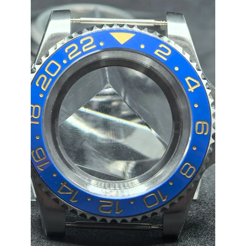 Stainless steel see-through flat mirror for GMT ring case 40mm for NH35/NH36 movement modification accessories