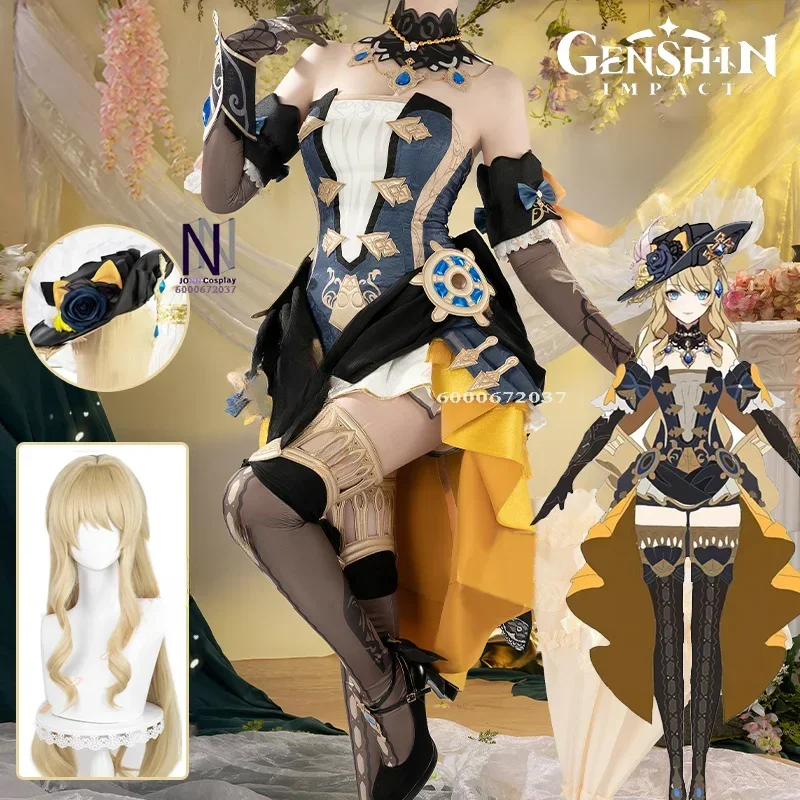 

Genshin Impact Navia Cosplay Costume Wig Dress Fontaine Spina Di Rosula Hat Clorinde Halloween Women Party Role Play Outfit