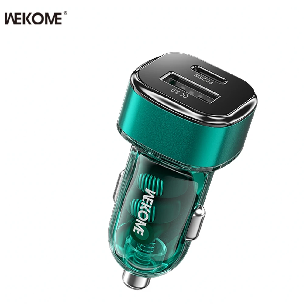 WEKOME 43W USB Tipo C Carregador de carro Soquete de cigarro PD QC3.0 Carregador de telefone de carro de carregamento rápido para iPhone Samsung Xiaomi