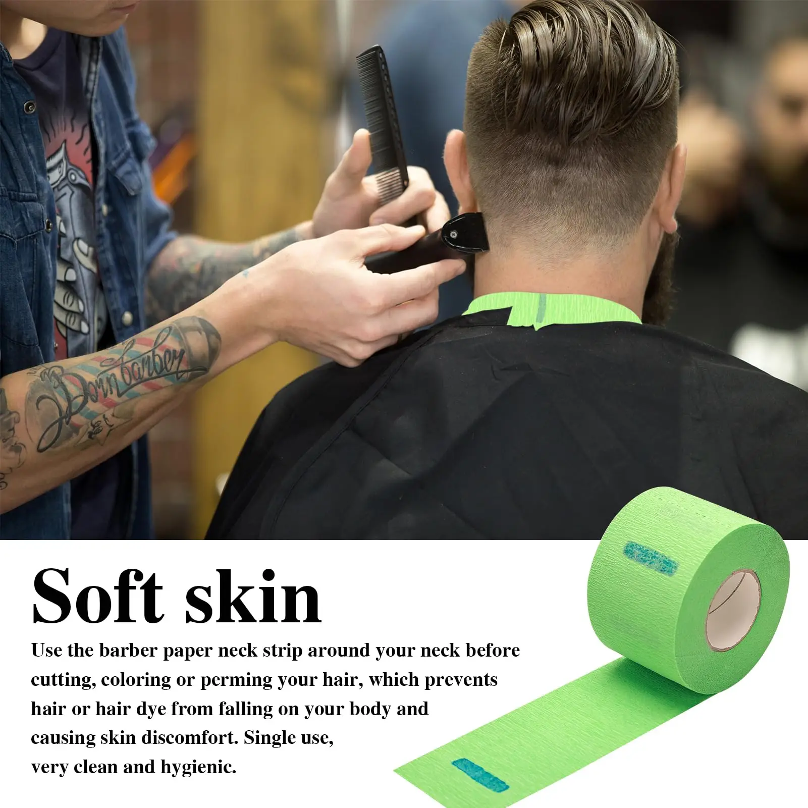 500 Disposable Hairdressing Collar, Waterproof Neck Wrap Cover for Haircuts, Anti-Hair Clippings Paper Roll Protector Salon Home