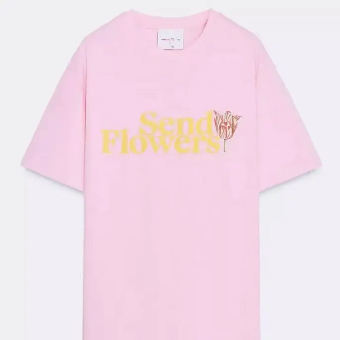 Pink Tulip Flower Back Print 100% Pure Cotton Women's Tshirts Short Sleeve Various Types Flowers T-shirt Young Girls Summer Y2k