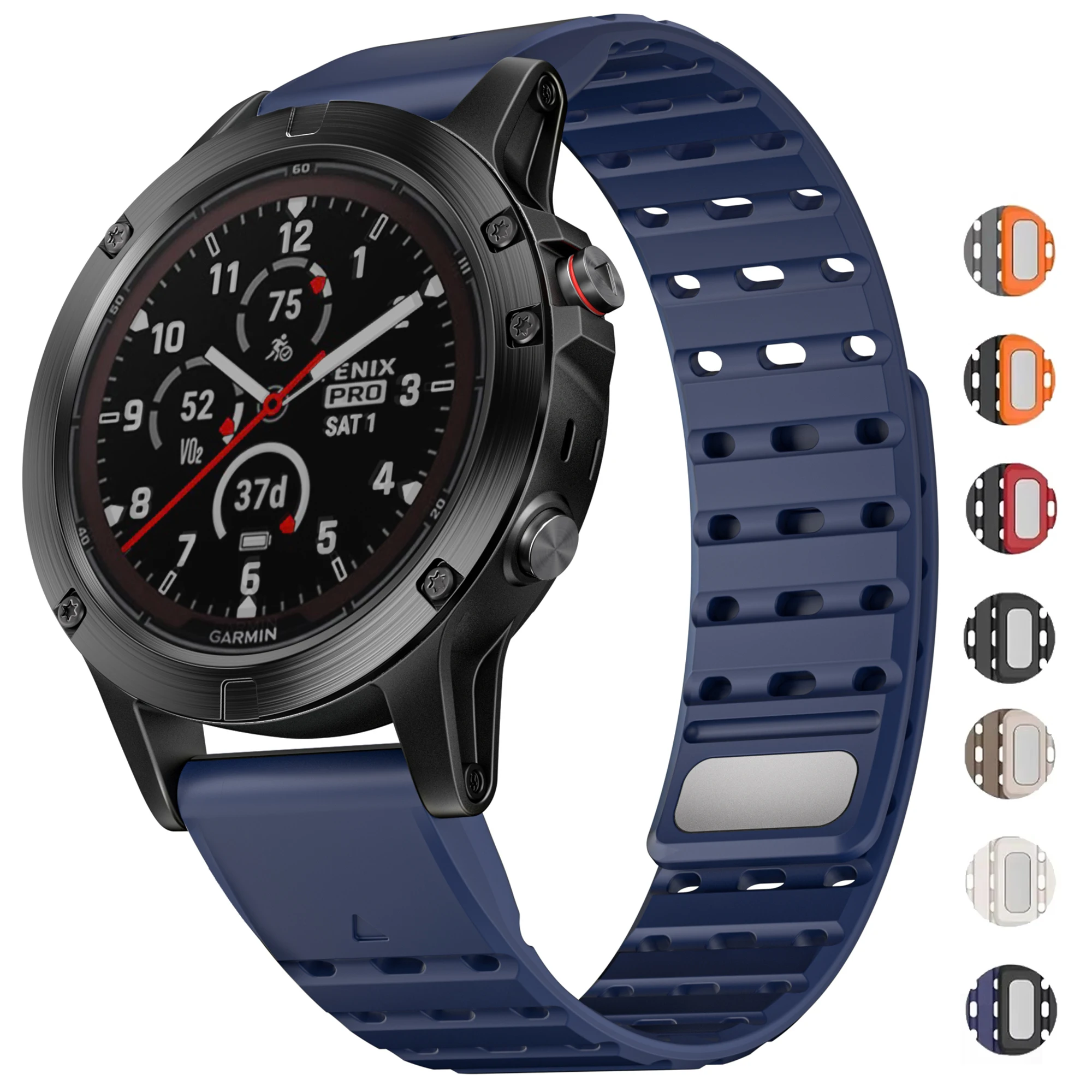 Quickfit 22mm Magnetic Strap for Garmin Fenix 8 47mm/7/6/5 Silicone Band for Garmin Forerunner 965/955/Epix2/Approach S70 47mm