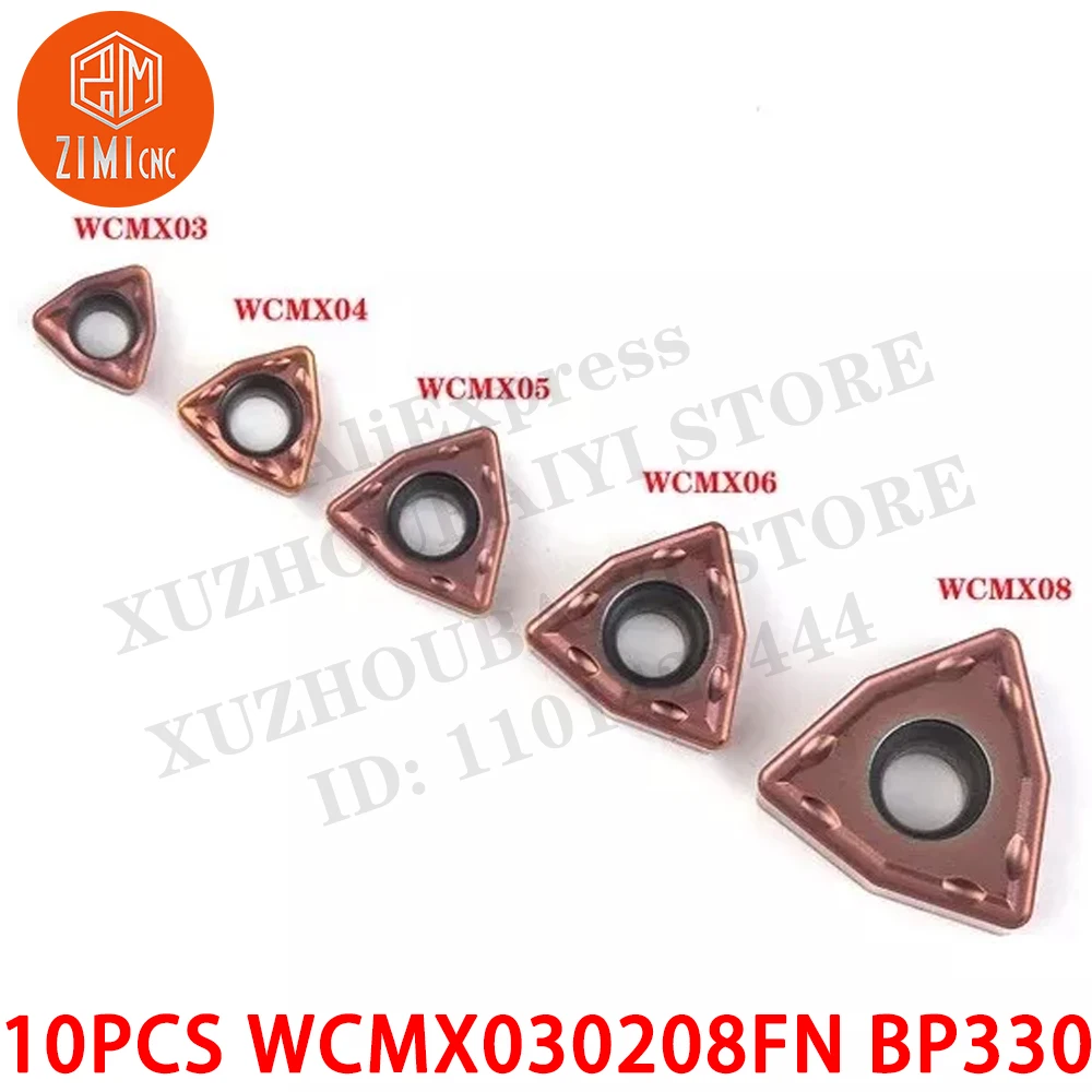 10PC WCMX030208FN BP330 WCMX U-드릴 카바이드 드릴링 인서트 WC 스타일 15-20.5 스코프 CNC 도구 금속 선반 기계식 절삭 도구
