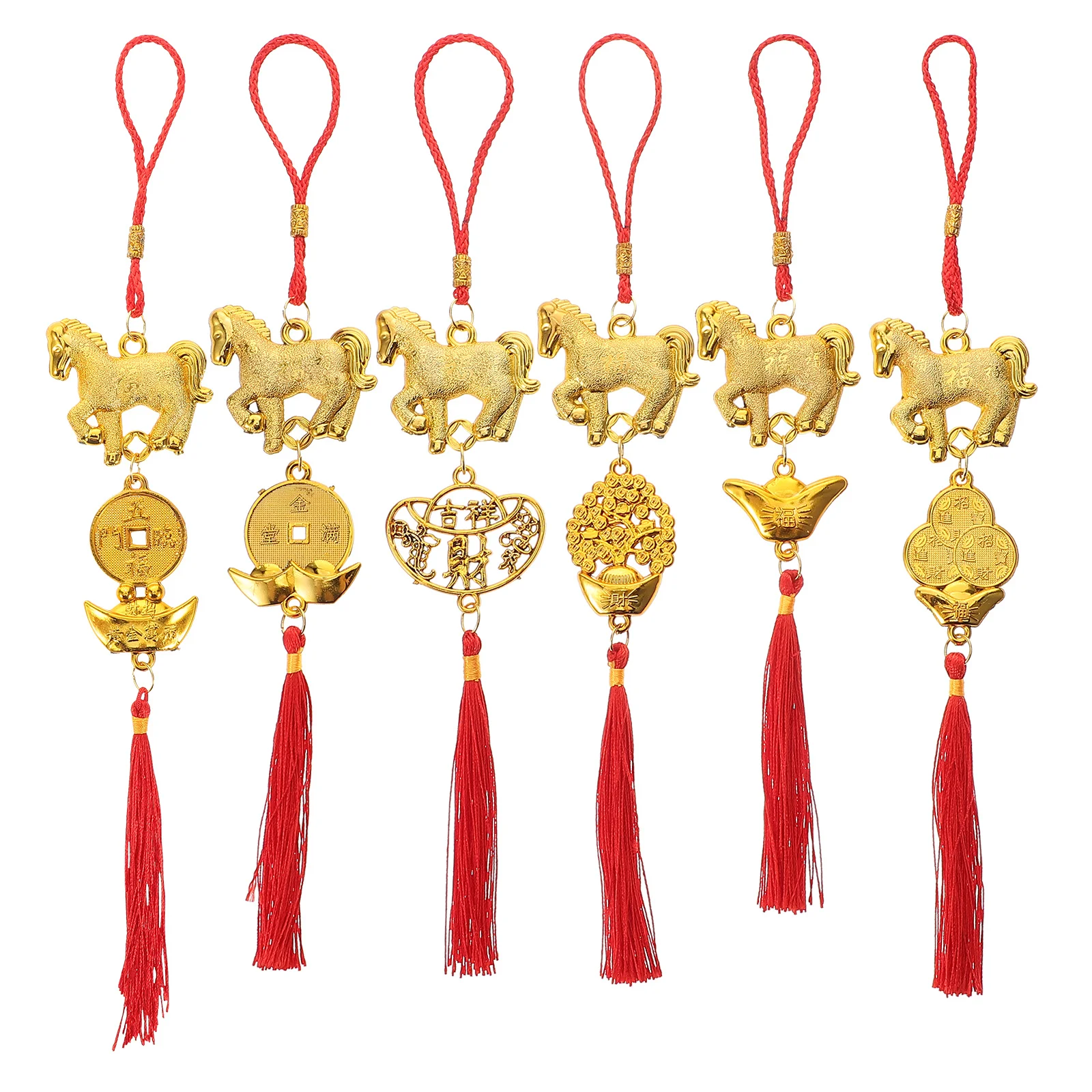 6 قطعة المعلقات سنة الحصان 2026 السنة الصينية الجديدة حلي معلقة لسيارة مرآة الرؤية الخلفية مهرجان الربيع زينة #2