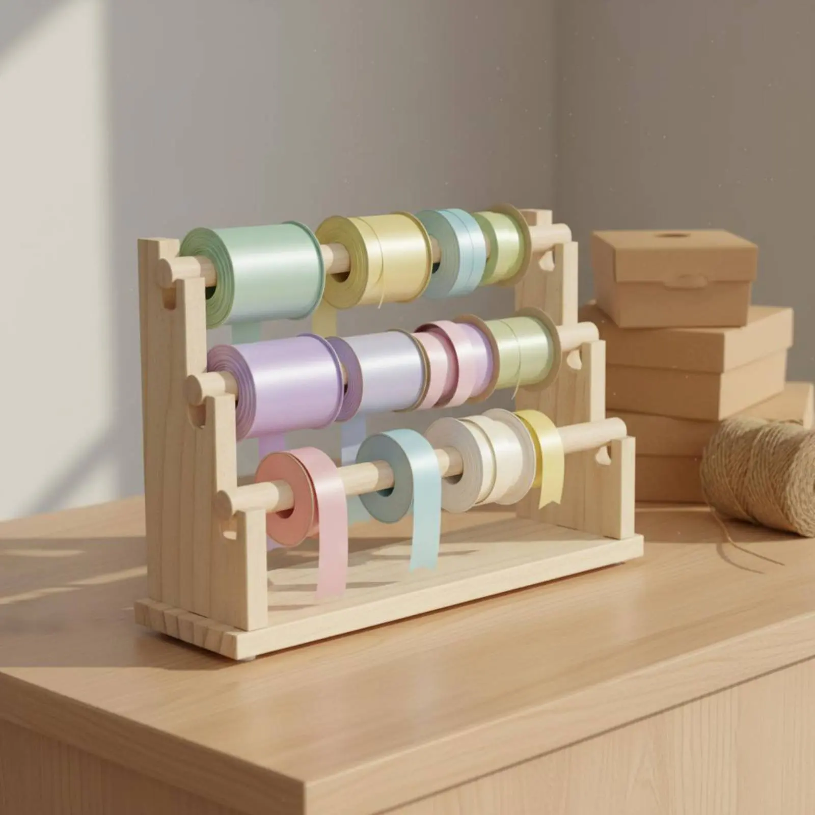 Desktop Jewelry Rack Natural Wood Wood Tiered Hair Tie Organizer Wooden Scrunchie Holder Sturdy and Long-Lasting Household view 5