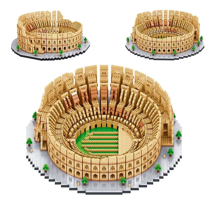 Hot Famous Building Roman Colosseum 3D Model Building Blocks Brick DIY City Attractions Children\'s Educational Toys Adult Gift