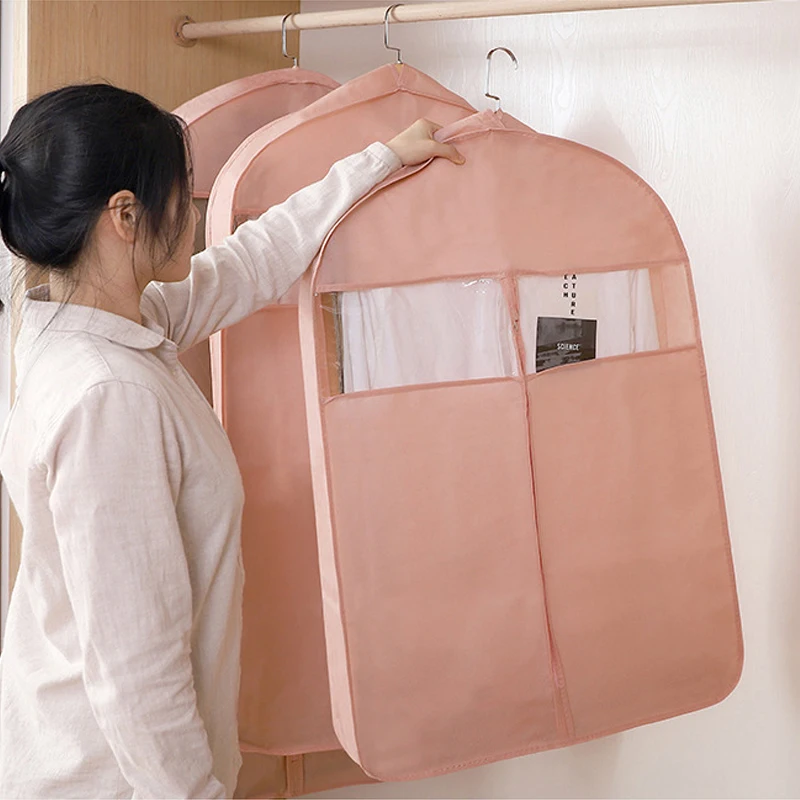 3D Clothes Dustproof Clothes Cover Garment Dress Hanging Organizer Protector Wardrobe Garment Suit Dress Coat Dust Bag Supplies