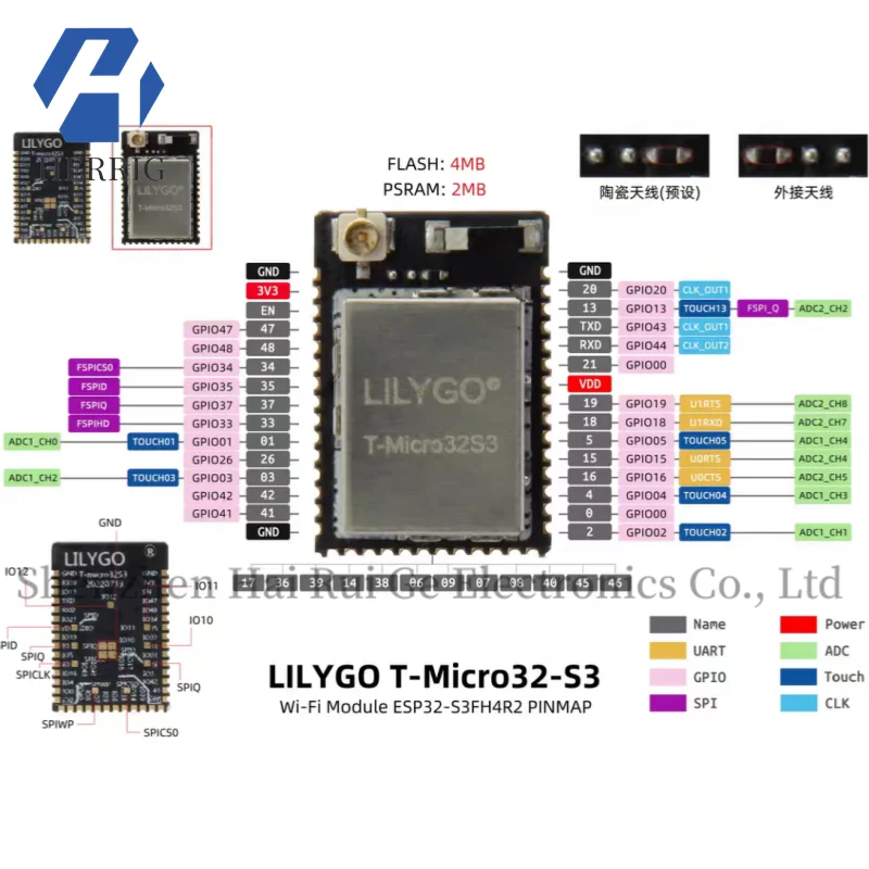 LILYGO T-Micro32-S3 ESP32-S3 WiFi Bluetooth 4MB Flash 2MB PSRAM