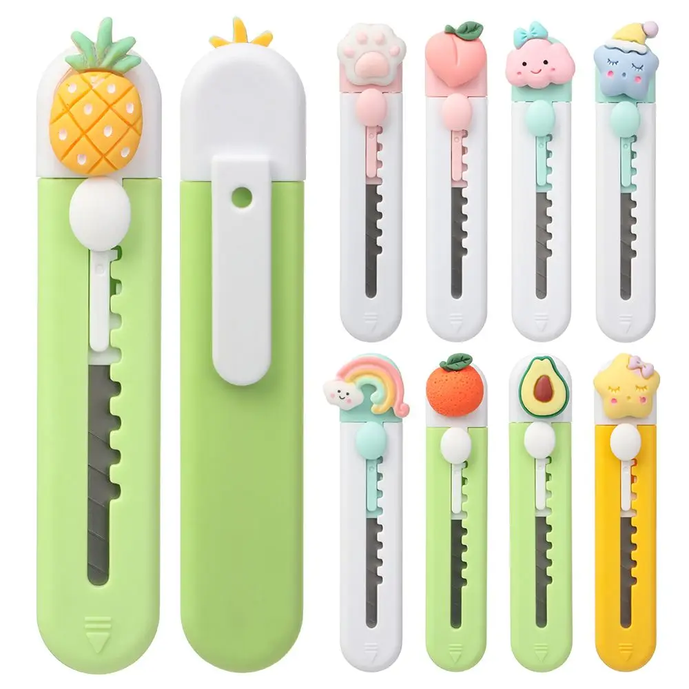 Portable Utility Knife Cutter Alloy Mini Cute Fruits Animals Letter Envelope Opener Mail Knife School Office Supplies