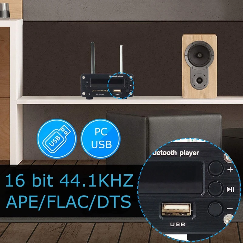 L7 Hifi Bluetooth 5.0 Receiver DAC Stereo Audio Preamp Music Player FM Radio Headphone Amp Supports U-Disk SD Hard Disk