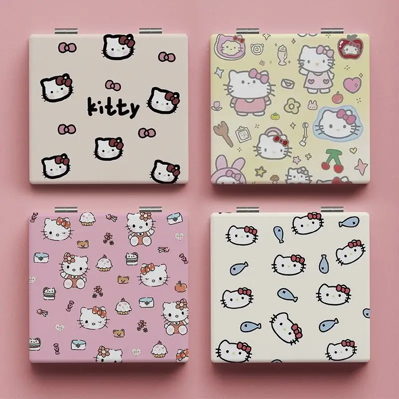 

Новое портативное зеркало с мультяшным персонажем Hello Kitty, складное, двустороннее, с рисунком, подарок для девочек