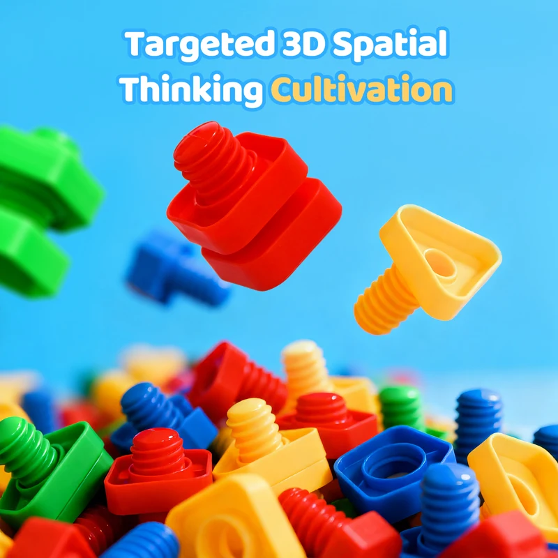 10/20 Pairs Screw Building Blocks Plastic Insert Blocks Nut Shape Toys for Children Shape Matching Montessori Educational Toys