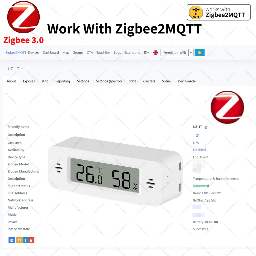Zigbee 3.0 Temperature Humidity Sensor Zigbee Gateway Required Workwith Home Assistant Alexa Yandex ZHA Zigbee2MQTT