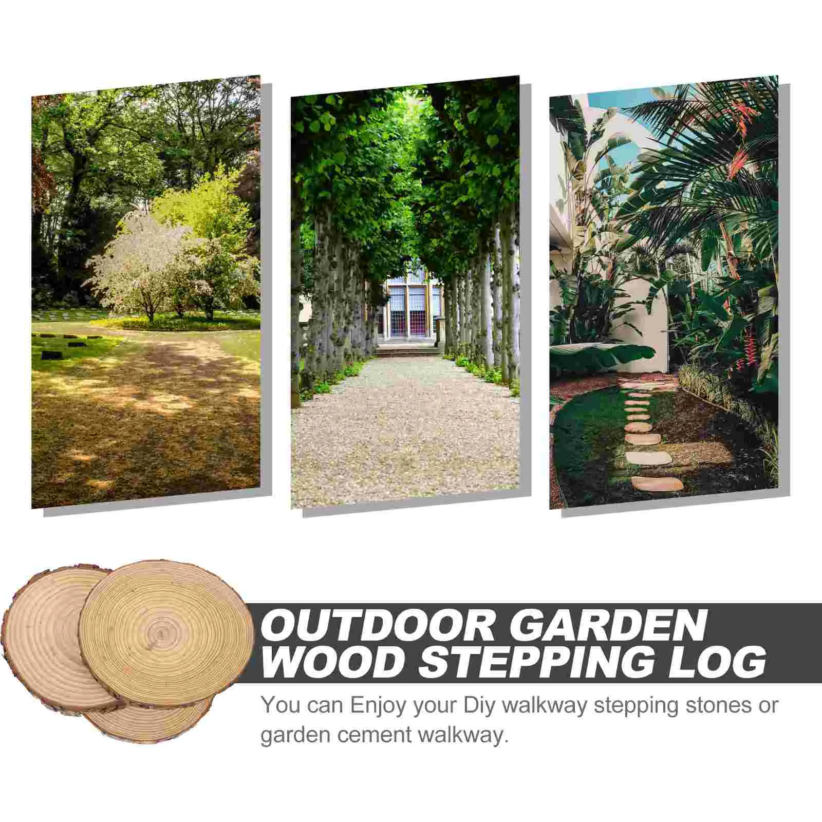 3 Pcs Outdoor Wooden Stepping Stones Affordable Garden Decor Paver Log Patio and Walkway DIY