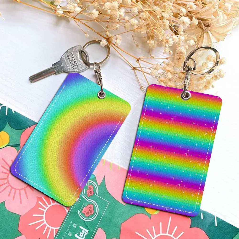 

Rainbow Colour Illusion Card Holder Suitable For Bank Business Work Card Holder Credit ID Card Badge Bag Holder Keychain